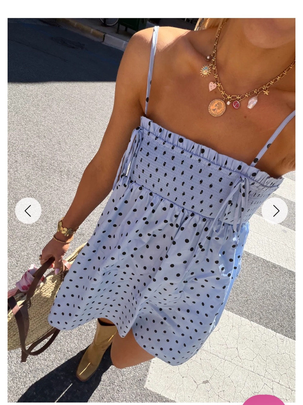 Light Blue Polka Dot Smocked Sundress - Picture 2 of 5